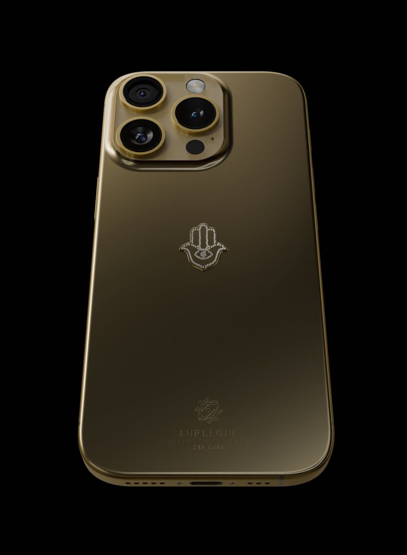 hamsa emblem on gold iPhone
