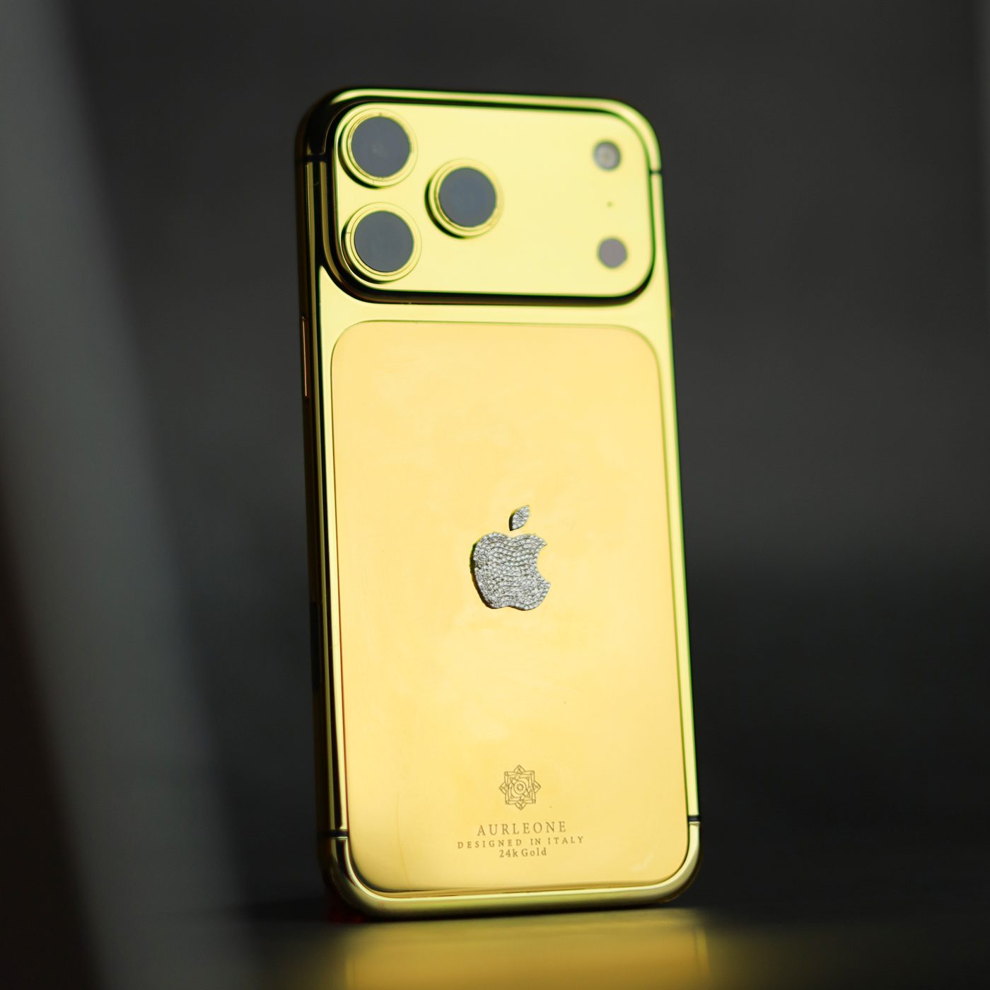 24K gold iPhone 17 Pro with diamond Apple emblem