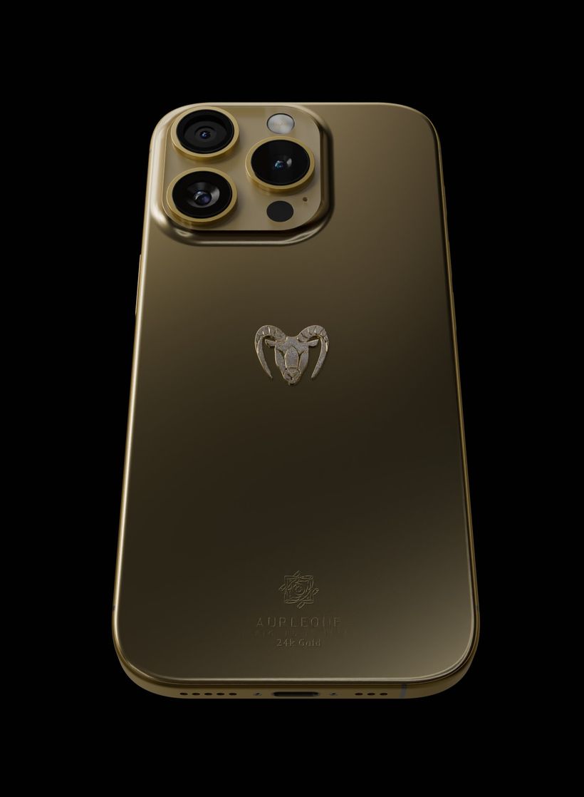 capricorn emblem on gold iPhone