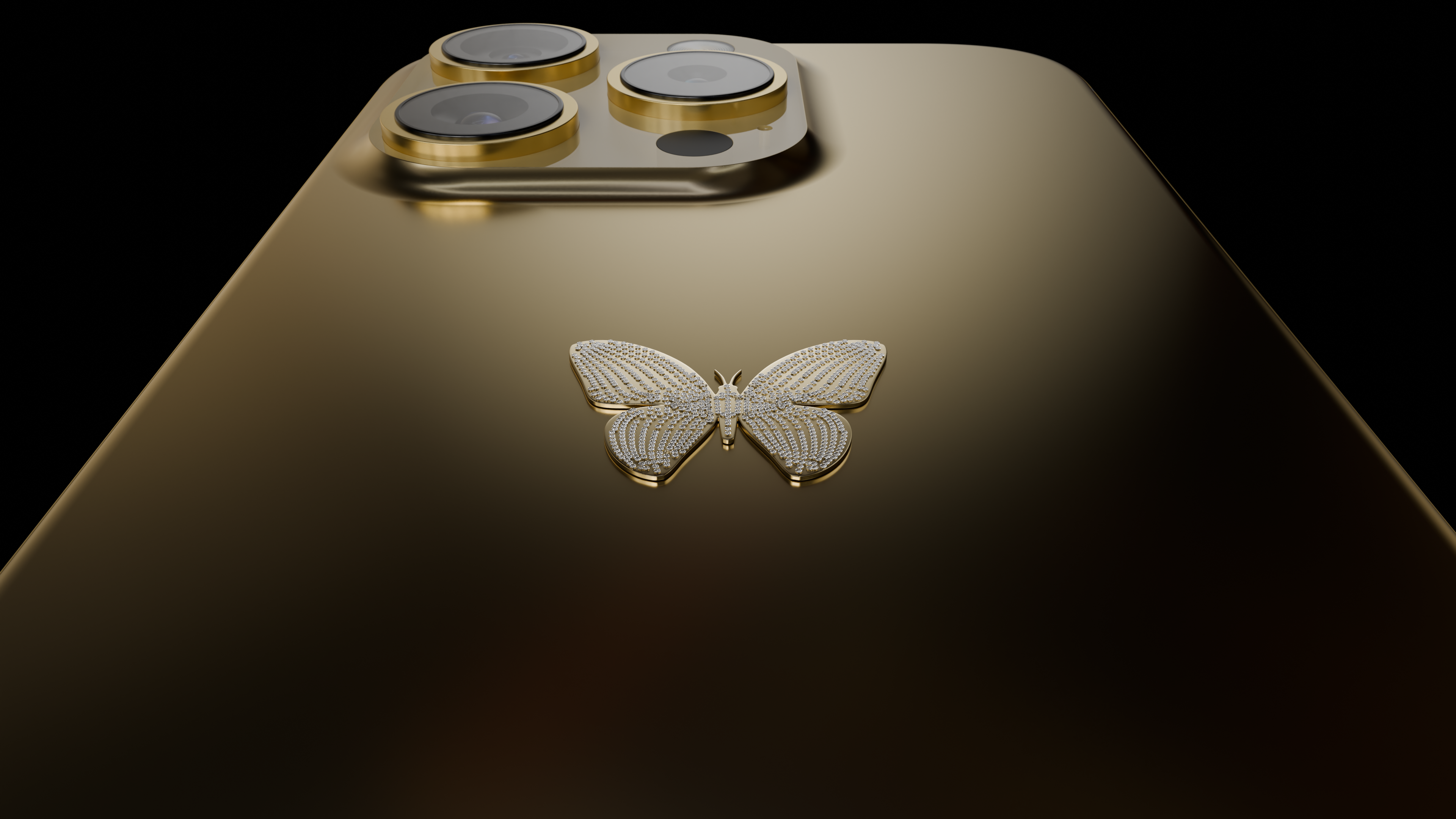 24k Gold iPhone 16 Pro : Butterfly Emblem
